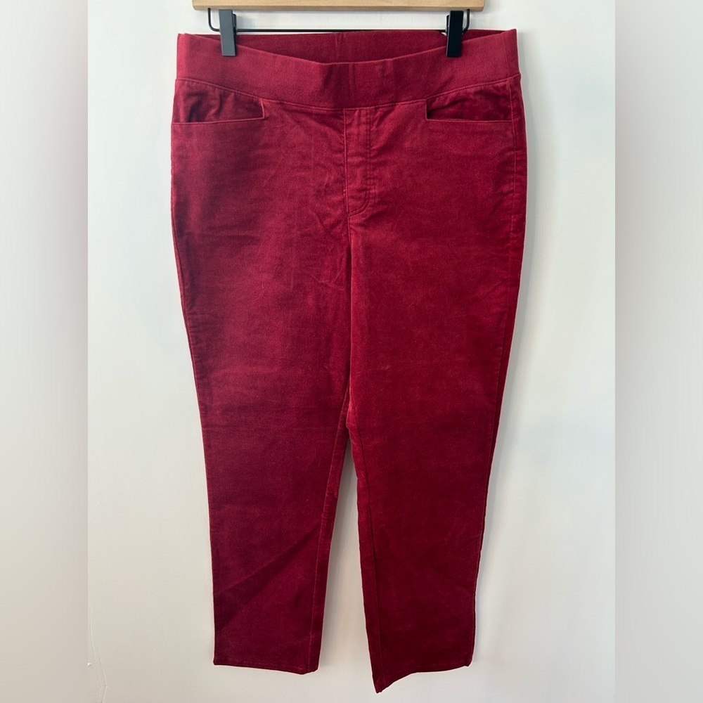 *NWOT* Denim & Co. Women’s Cranberry Soft Stretch Velvet Straight Leg Pant, M - Picture 3 of 10